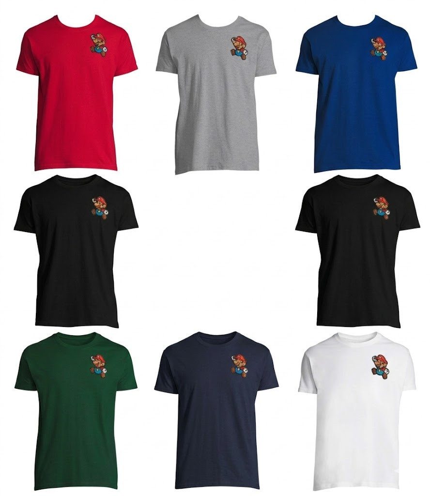 Blondie & Brownie T-Shirt Mario Luigi Super Wario Yoshi Peach Patch Herren T-Shirt (Einteilig) MarioPatches Herren Tee Retro Gamer Shirt
