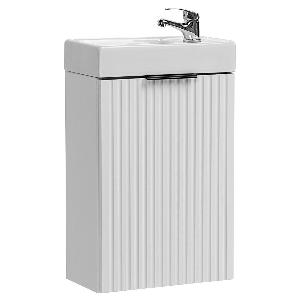 Lomadox Waschtisch ADELAIDE-56-WHITE, 40 cm breit, weiß matt mit gerillter Front