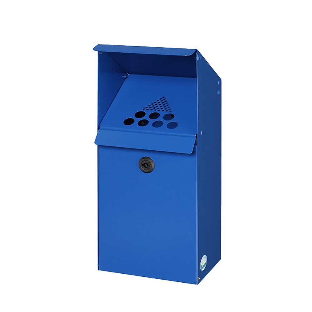 PROREGAL® Aschenbecher Großvolumiger Wandascher Schutzdach 3,7L 41x18x15cm Blau