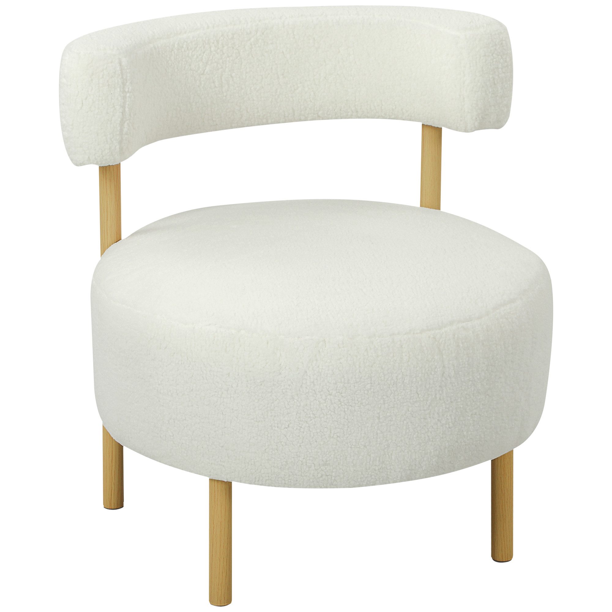 HOMCOM Sessel Loungesessel Lesesessel mit Sherpa-Fleece, Metallbeinen in Holzoptik (Relaxsessel, 1-St., Polstersessel), für Wohnzimmer, Schlafzimmer, Cremeweiß – Bild 2 von 5