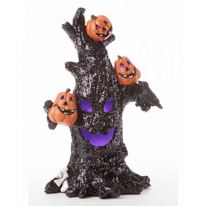 Horror-Shop Dekofigur Halloween Glitzer Baum mit Beleuchtung und Kürbiss