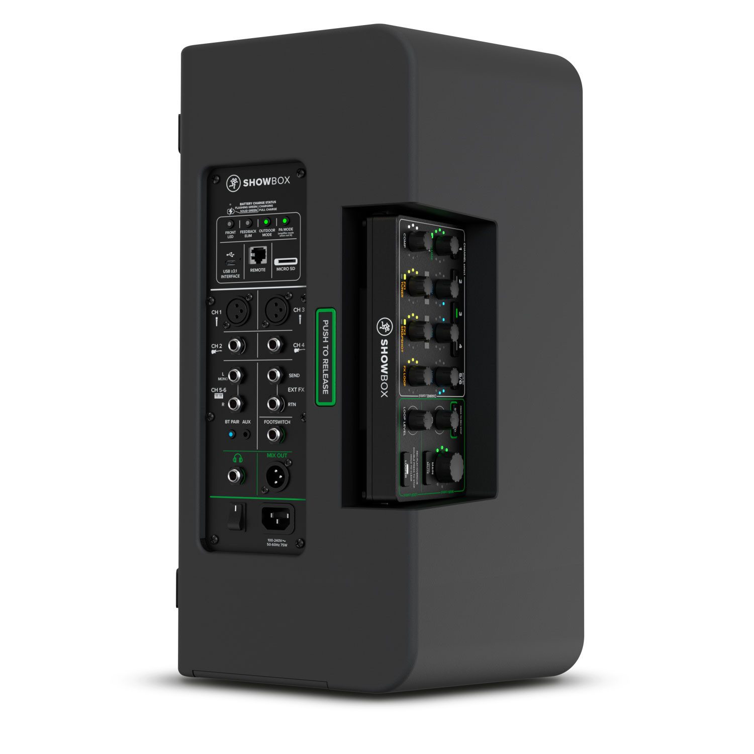 MACKIE Mackie Showbox All-in-One Lautsprechersystem mit Speicherkarte Lautsprechersystem (Bluetooth, 400 W, Lautsprecher)