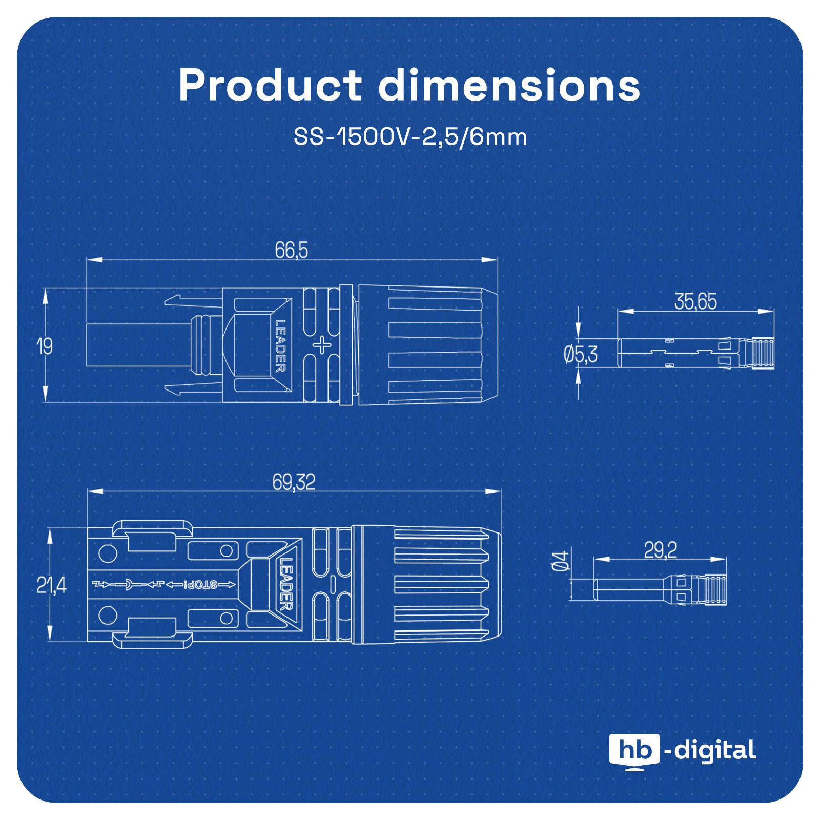 HB-DIGITAL Solarstecker 1500V PV Stecker für Solarkabel 4mm²/6mm² Solarkabel, Solarstecker, Stabil, Witterungs- und UV-Beständig – Bild 5 von 5