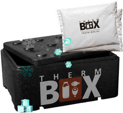 THERM-BOX Thermobehälter Profibox 12BL mit 2 Kühlkissen, Styropor-Piocelan, (0-tlg., Thermbox mit Kühlkissen), für Kühlbox 12L Innen: 36x26x13cm Transportbox Wiederverwendbar