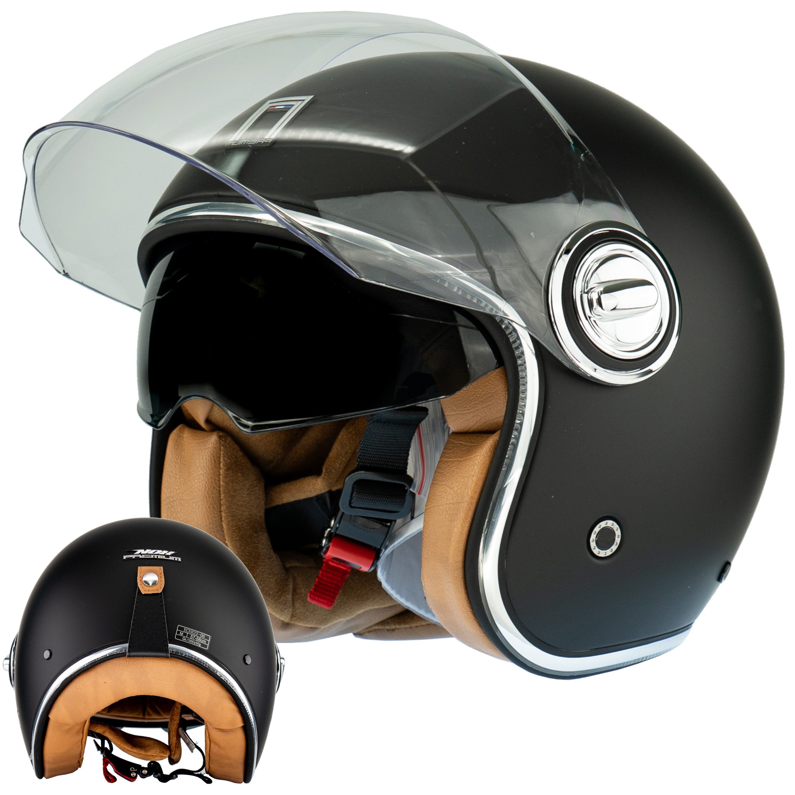 Motorradhelm JetHelm NEO-RETRO HERITAGE Schwarz Matt