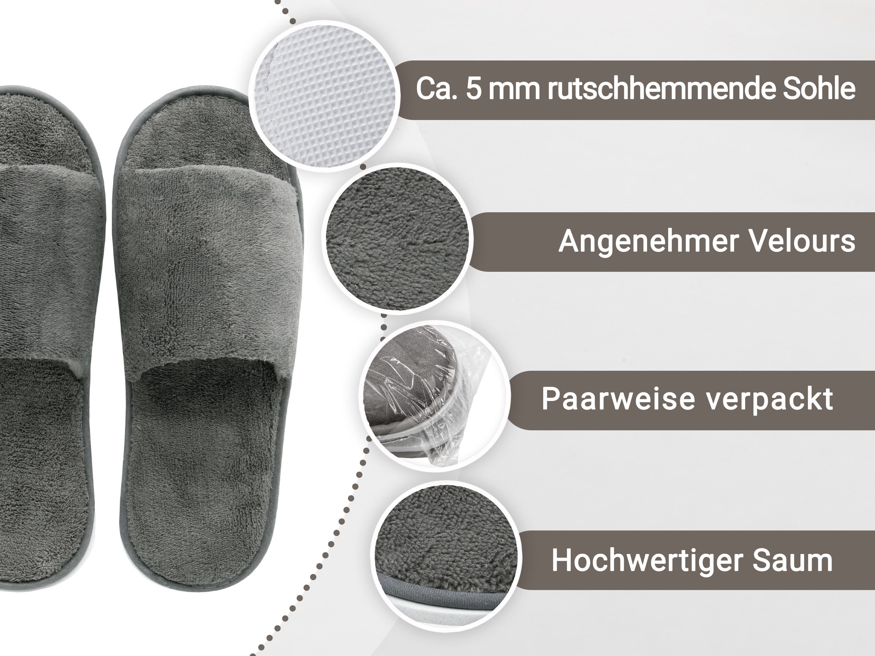 ZOLLNER Pantoffel (10-tlg) 100% Polyester, vom Hotelwäschespezialisten