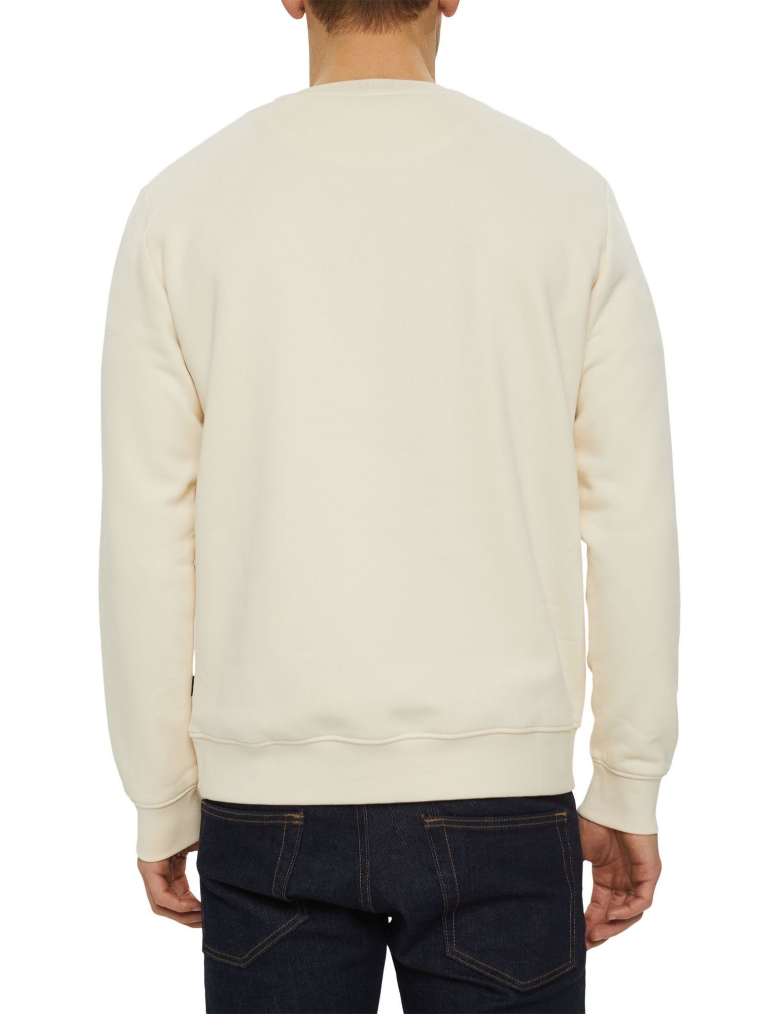 Esprit Sweatshirt Recycelt: CREAM mit Sweatshirt BEIGE Logostickerei (1-tlg)