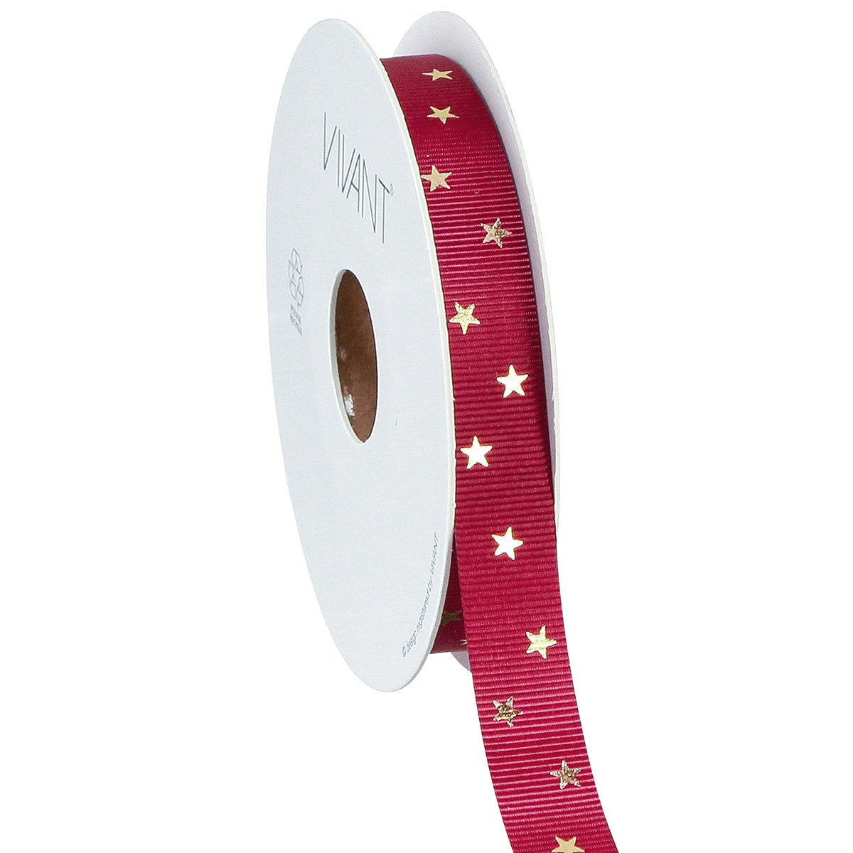 Dekoband Festliches Dekoband Dunkelrot mit Goldsternen 15mm x 20m