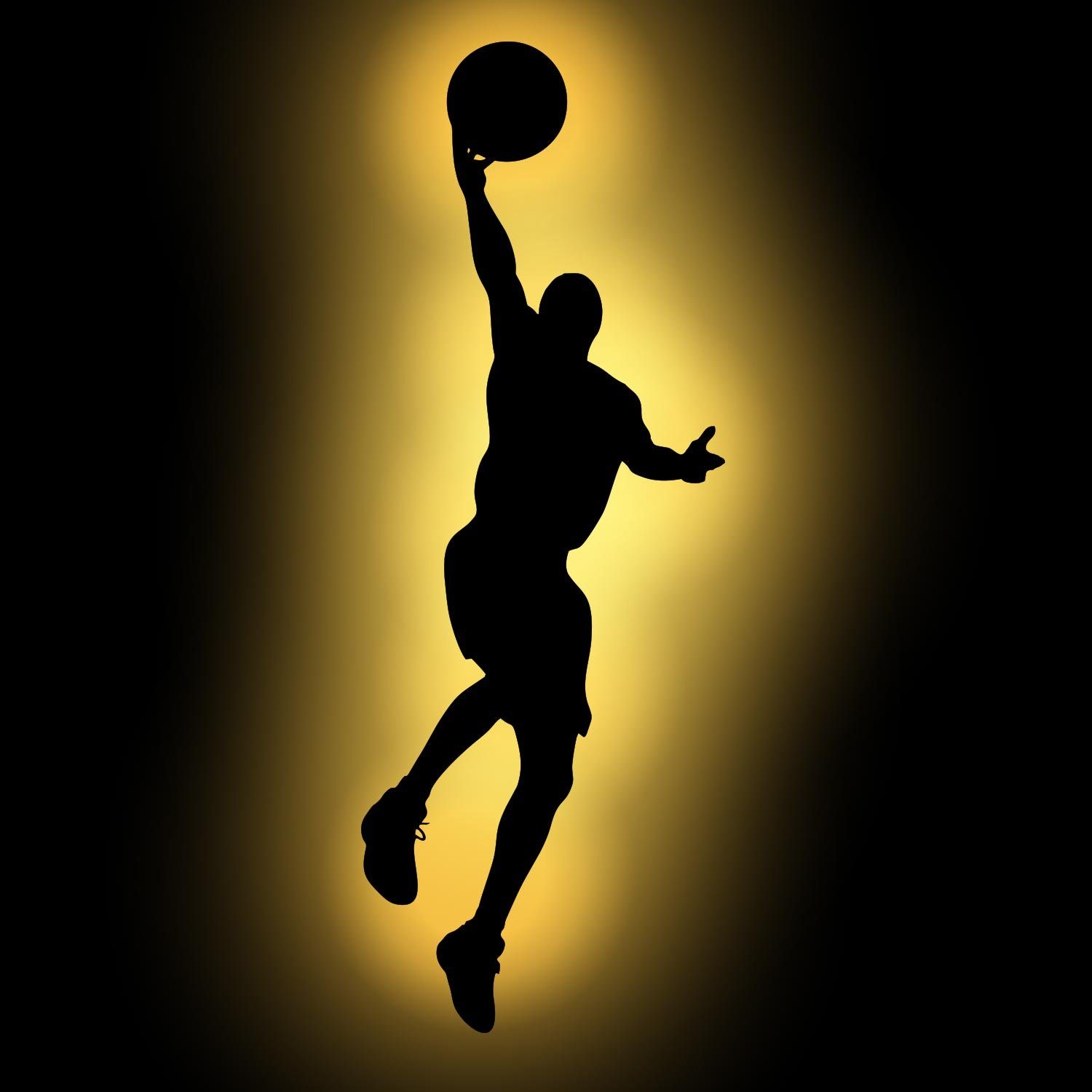 Namofactur LED Dekolicht Basketball Spieler - Dekoobjekt aus Holz mit Sport  Motiv - Wand Lampe, Ohne Zugschalter, LED fest integriert, Warmweiß,  Wanddekoobjekt Wohnzimmer Leuchte batteriebetrieben