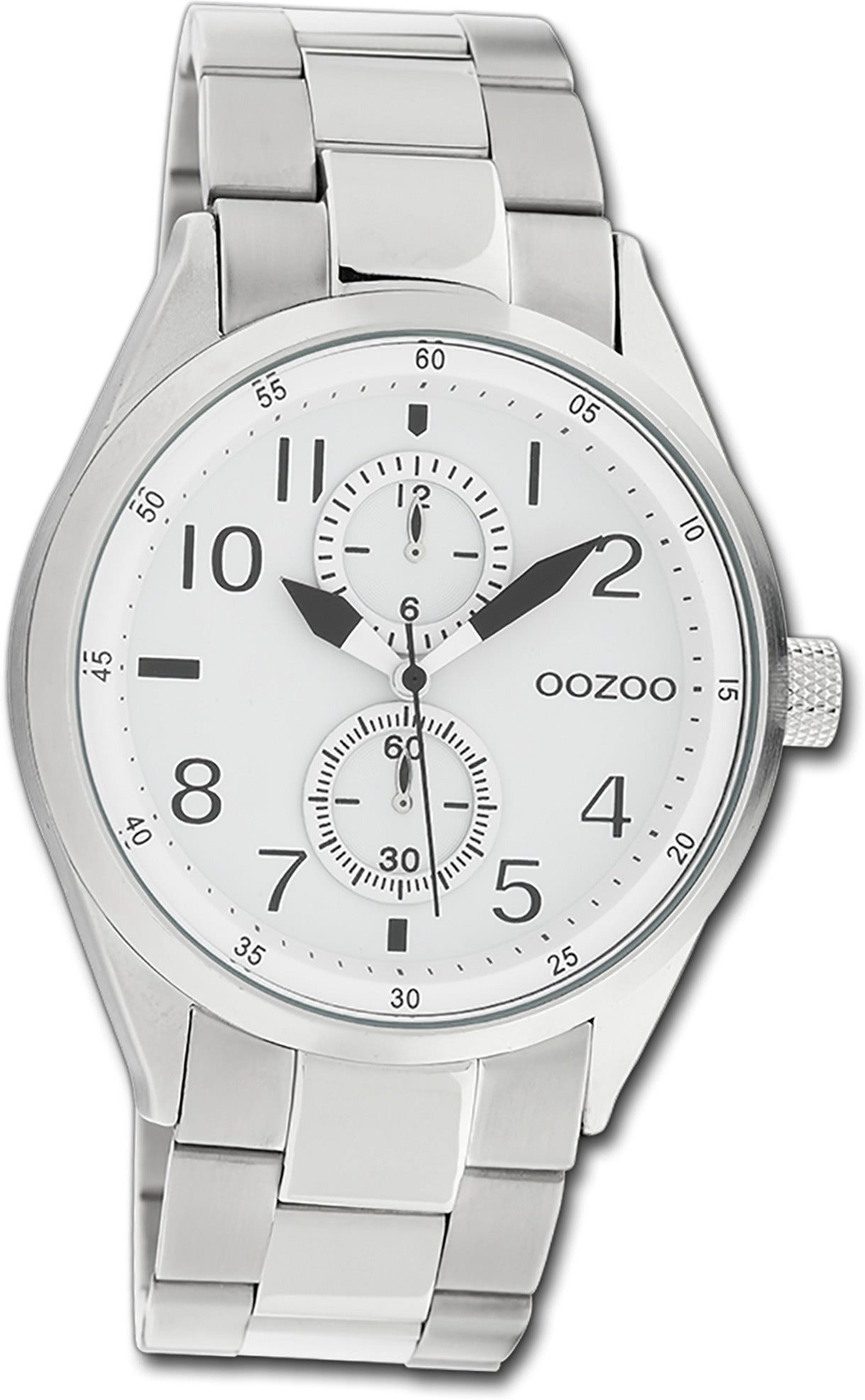 OOZOO Quarzuhr Oozoo Damen Armbanduhr Timepieces, (Analoguhr), Damenuhr Metallarmband silber, rundes Gehäuse, groß (ca. 42mm)