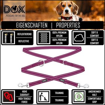 DDOXX Hundeleine Nylon Hundeleine, reflektierend, 3fach verstellbar, 2m, Lila Xs - 1,0 X 200 Cm Nylon