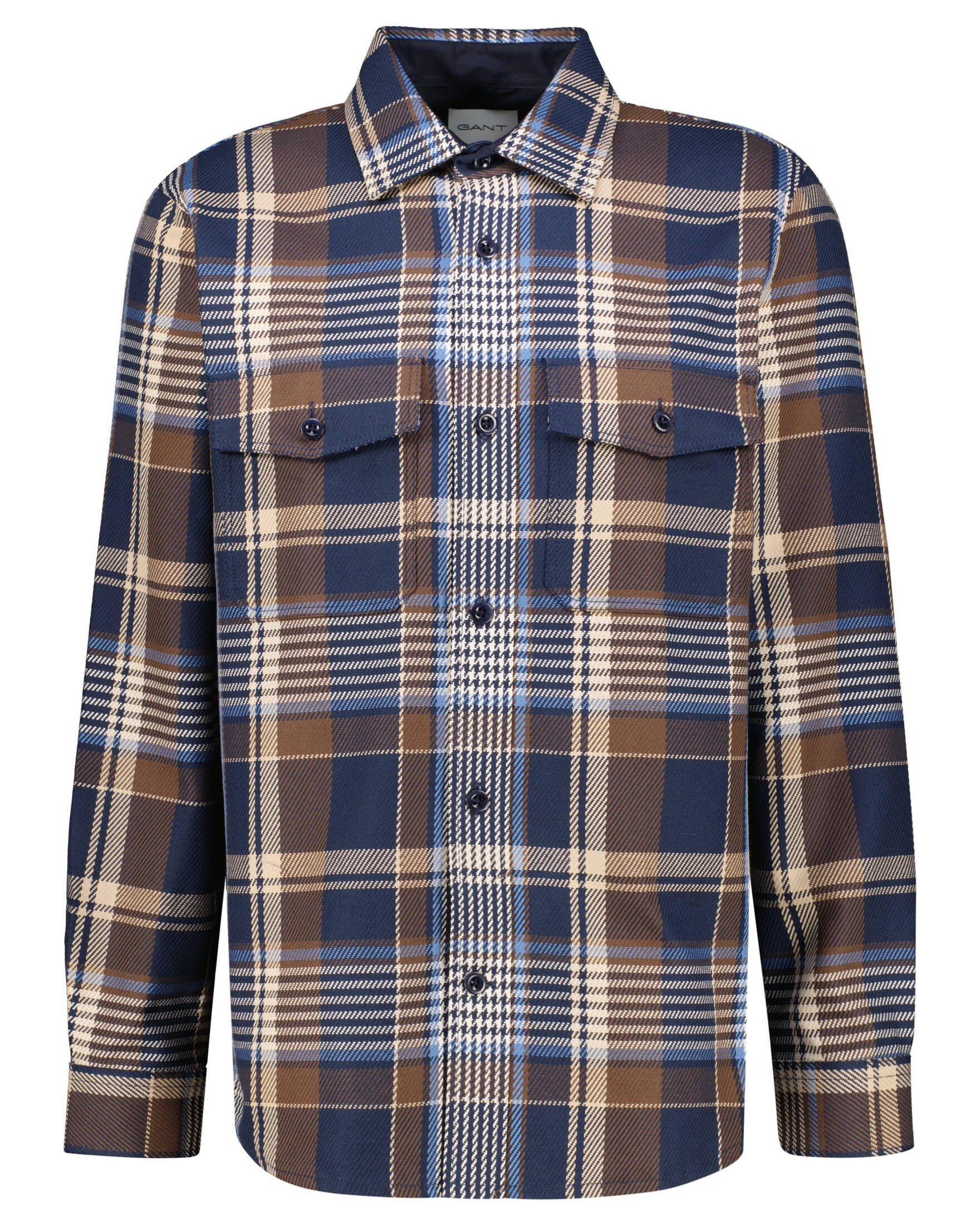 Gant Langarmhemd Herren Hemdjacke HEAVY TWILL CHECK OVERSHIRT (1-tlg)