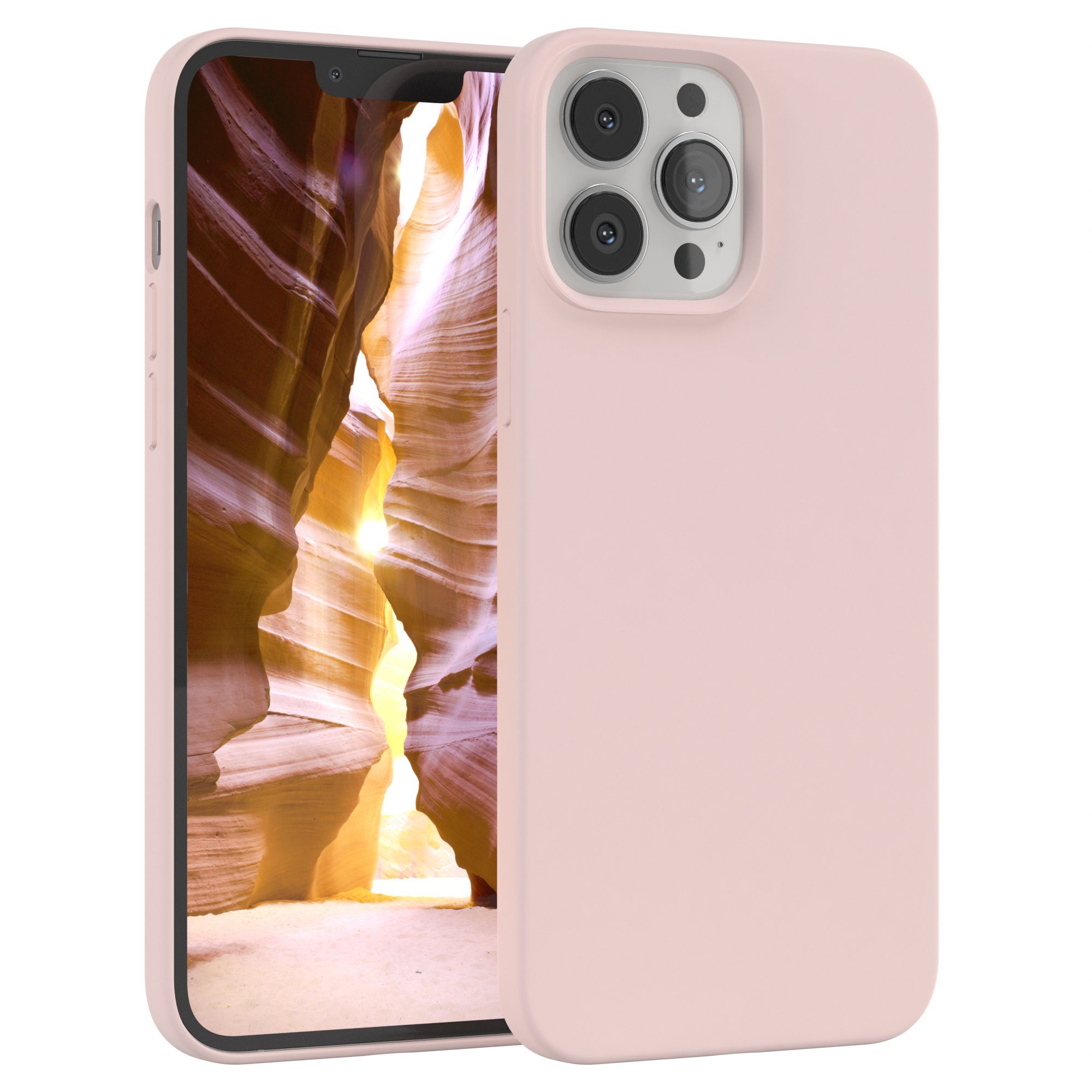 EAZY CASE Handyhülle Premium Silikon Case für Apple iPhone 13 Pro Max 6,7 Zoll, Silikon Schutzhülle mit Kameraschutz kratzfest Cover Rosa / Altrosa