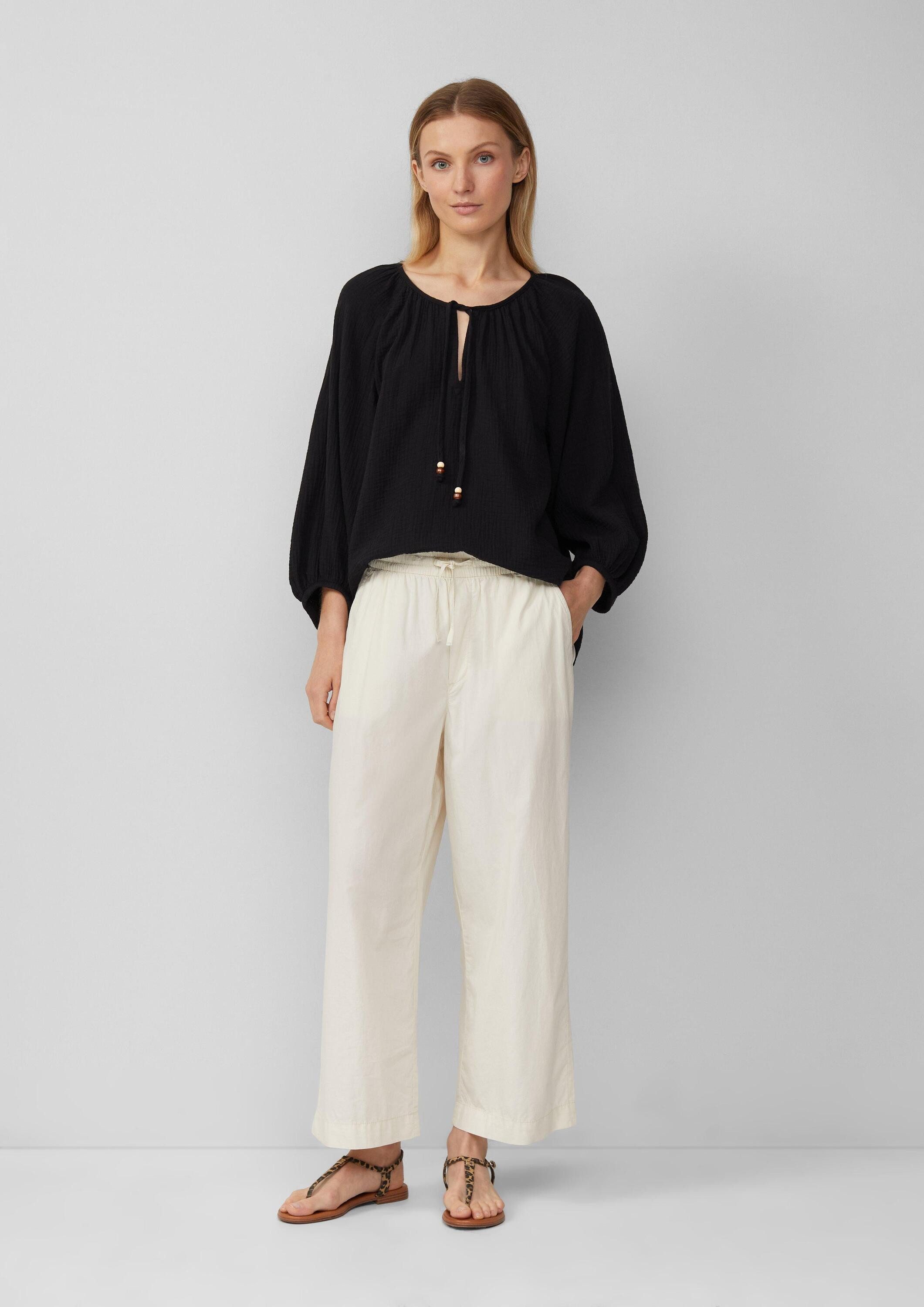 s.Oliver Kurzarmbluse Bluse Musselin-Bluse mit Raglanärmeln und Raffung – Bild 5 von 5