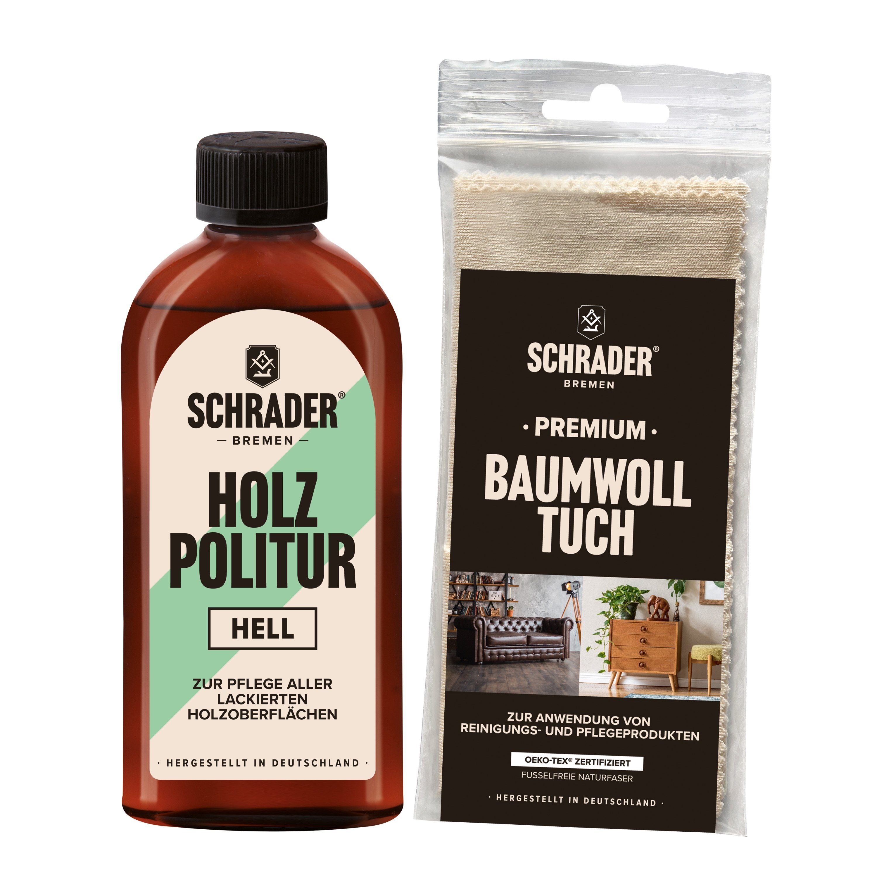 Holz Politur Hell + Baumwolltuch - 250ml Holzreiniger