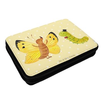 Mr. & Mrs. Panda Federmäppchen Raupe Schmetterling - Gelb Pastell - Geschenk, Tiere, Tiermotive, lus, (1-tlg), Must-have Accessoire