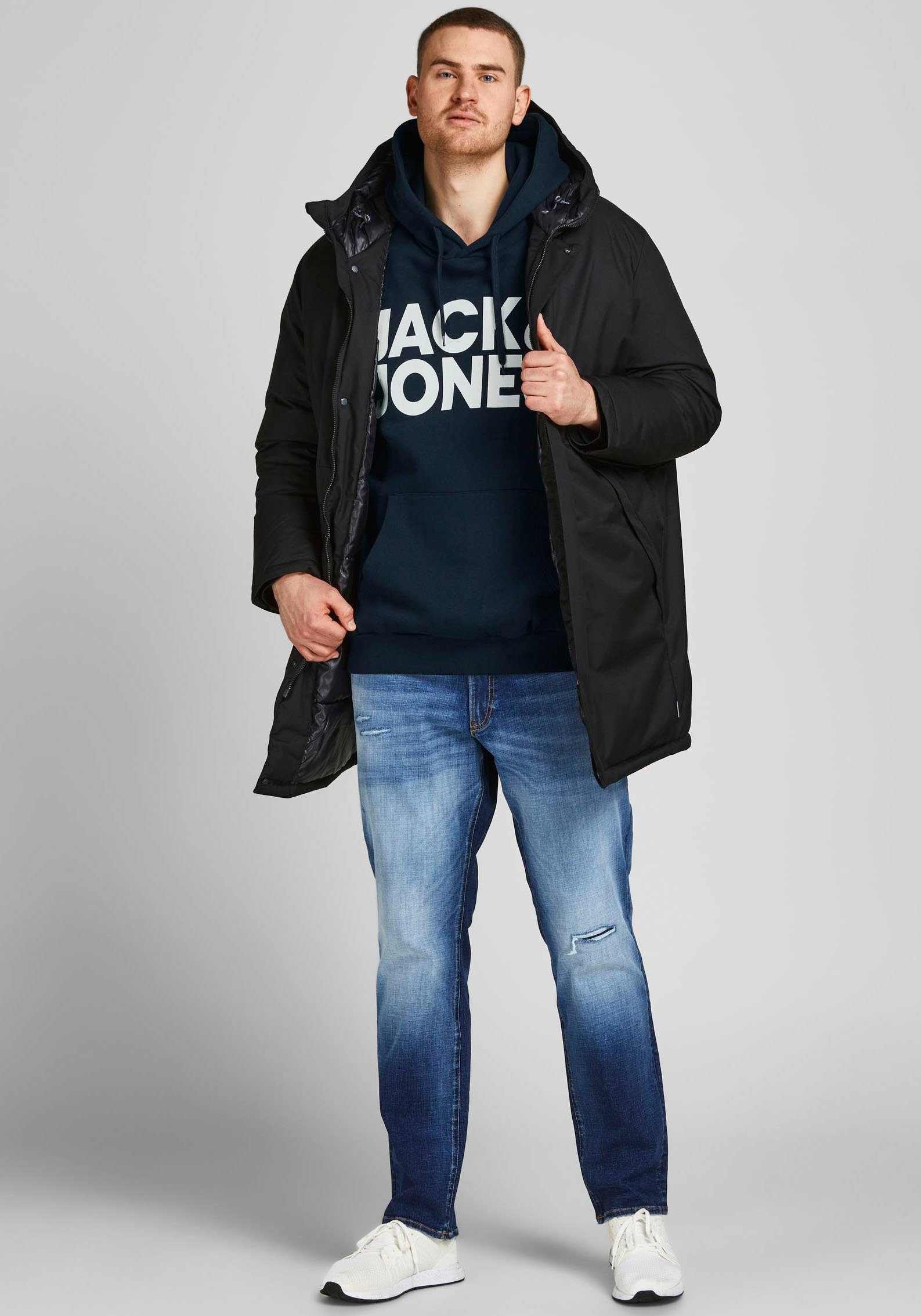 Jack & Jones Kapuzensweatshirt HOOD CORP PlusSize LOGO navy Größe Bis 6XL SWEAT