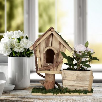 relaxdays Blumentopf Pflanzgefäß mit Vogelhaus