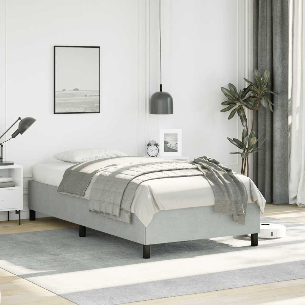 vidaXL Bett Bettgestell ohne Matratze Hellgrau 100x203 cm Twin XL Samt – Bild 2 von 5