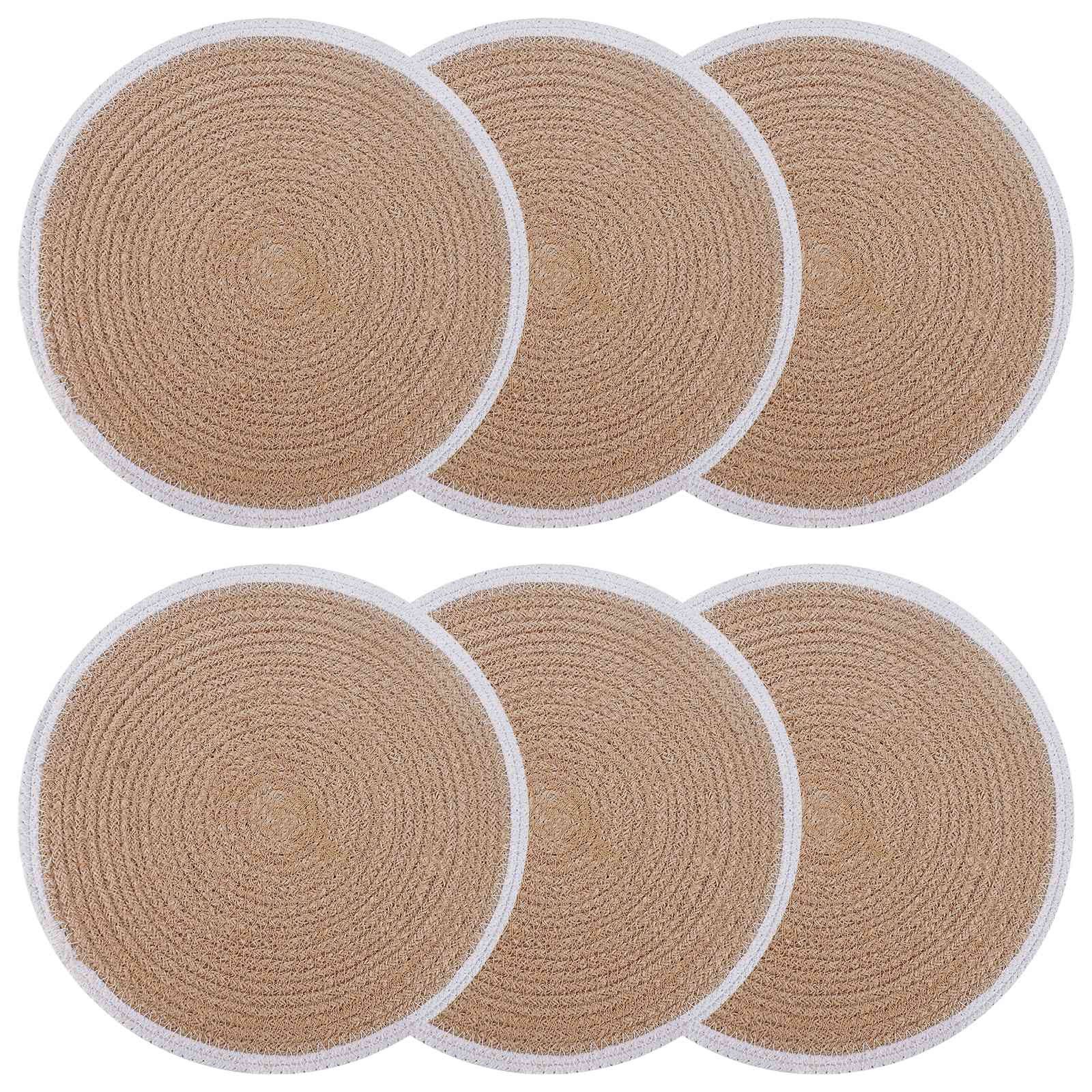 vidaXL Platzteller 30 cm Jute Platzsets 6 pcs Natürlich und Weiß Ø 30 cm 100 Tossa Jute