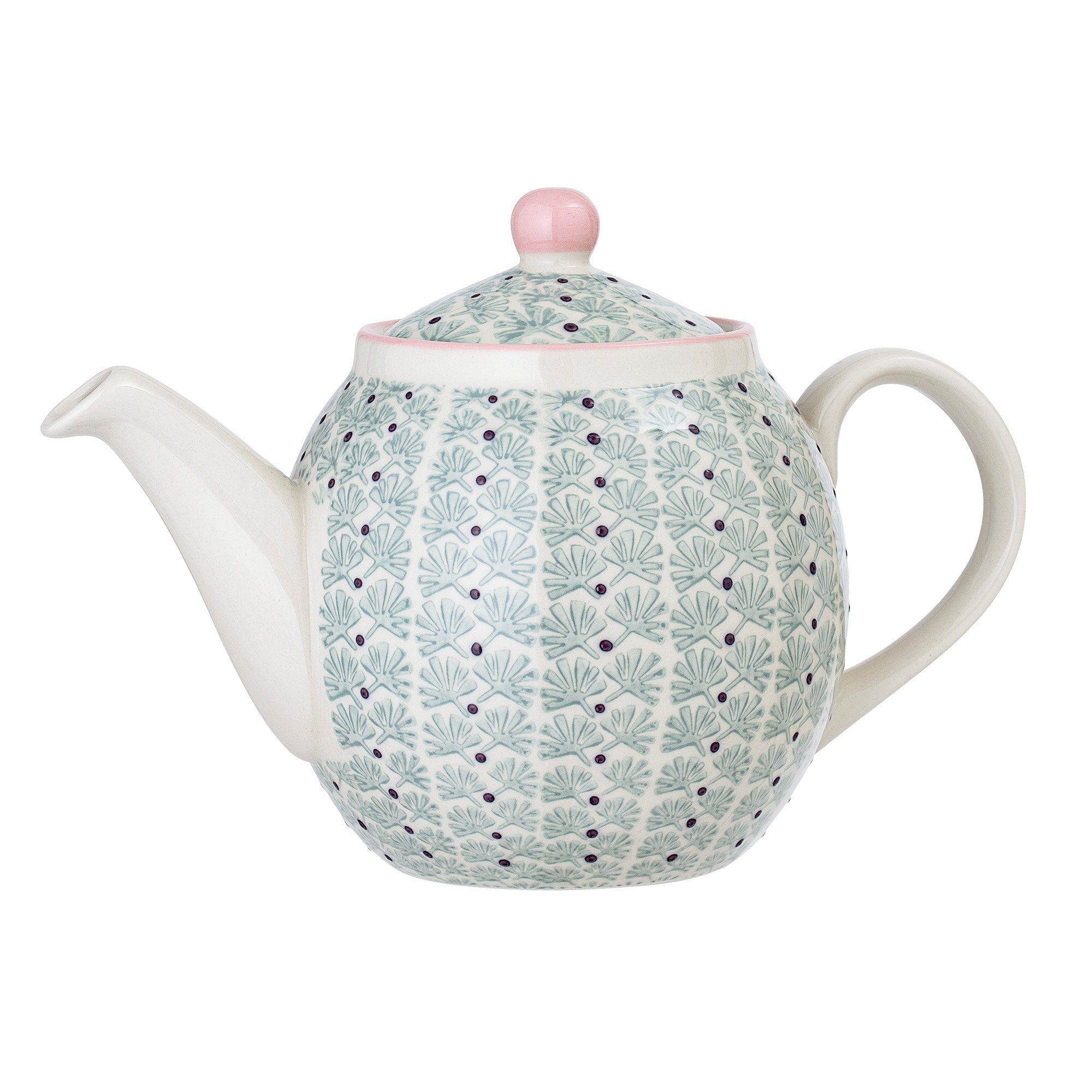 Bloomingville Teekanne Maya Teapot, Green, Stoneware, 1,2L, Keramik, 1x  Kanne, Kaffeekanne, Tee, Steingut mit Deckel, grün