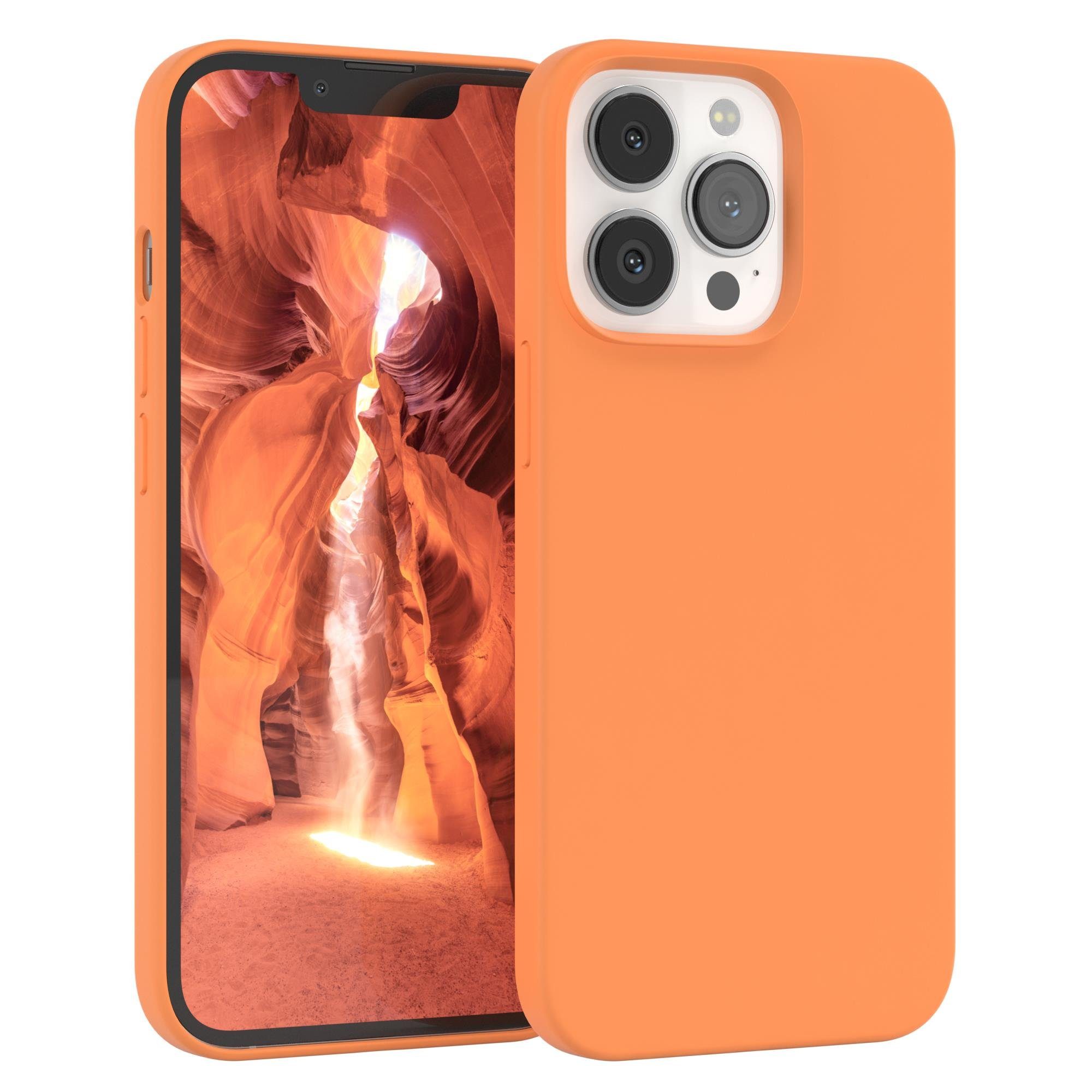 EAZY CASE Handyhülle Premium Silikon Case für Apple iPhone 13 Pro 6,1 Zoll, Case stoßfest Smart Slimcover mit Displayschutz Back Cover Etui Orange