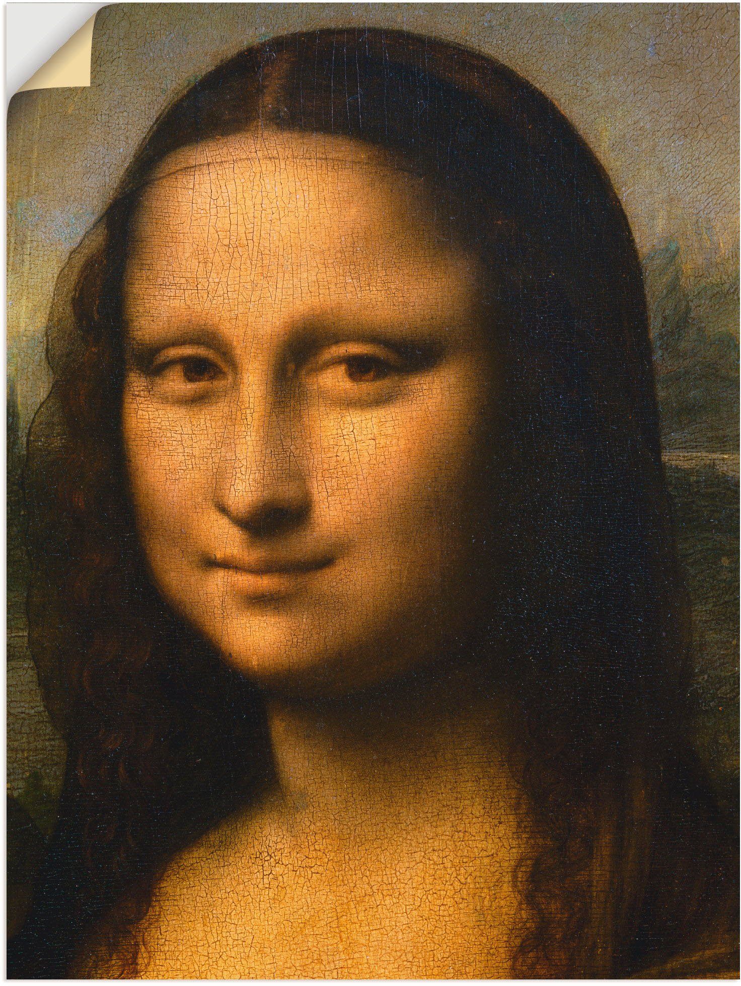 Detail in versch. Wandaufkleber als 1503-1506, Größen Kopf. (1 Leinwandbild, St), Mona Lisa. Artland oder Poster Wandbild Frau