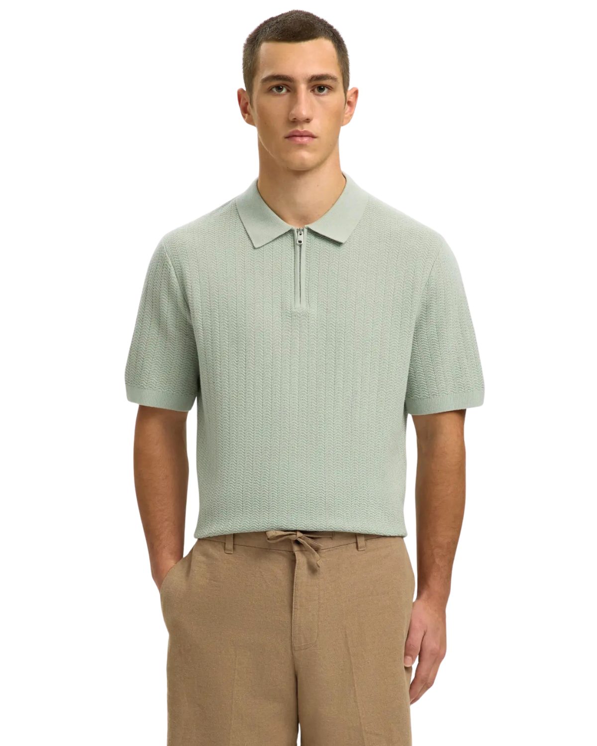 SELECTED HOMME Poloshirt mit halbem Reißverschluss