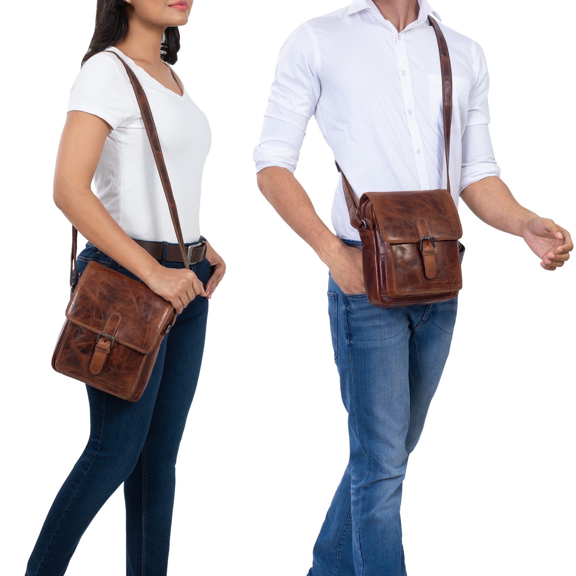 STILORD Schultertasche "Martinez" Kleine Umhängetasche Herren Leder