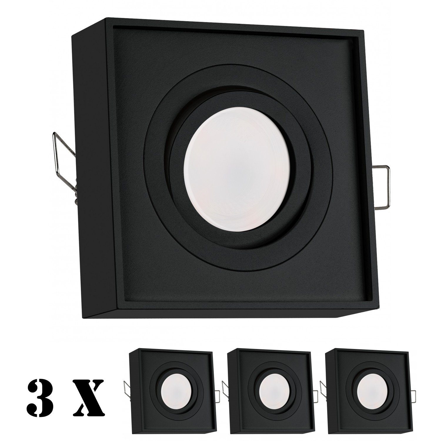 flach Einbaustrahler schwarz 5W extra Set LED in LED 3er LEDANDO Leuchtmittel Einbaustrahler mit