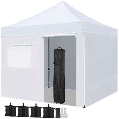 Yaheetech Faltpavillon »3x3m Pavillon inkl. Tasche mit Rollen, Wasserdicht«, mit 4 Seitenteilen, Pop-Up Höhenverstellbar, UV-Schutz 50+ mit 4 Seitenteilen