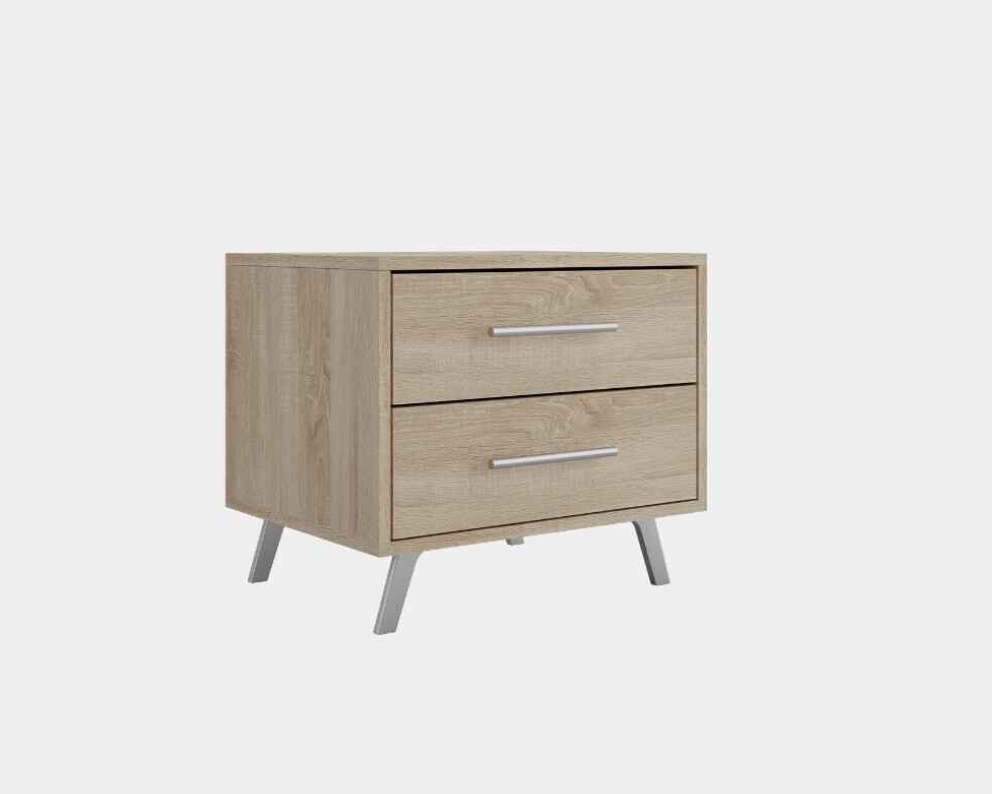 Masseno Nachttisch ELISE 54 cm Nachtschrank mit 2 Schubladen Eiche Sonoma