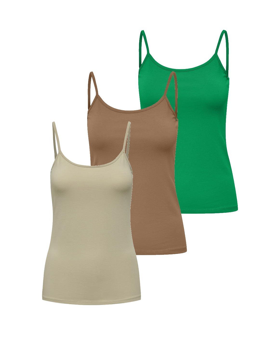 ONLY Spaghettitop Only Damen 3er-Pack Basic Spaghetti-Träger Top günstig online kaufen