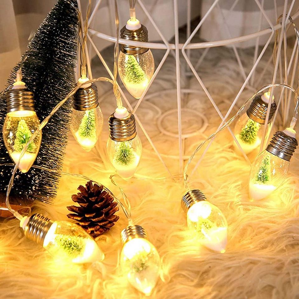 Sunicol LED-Lichterkette 1.5m/3m Schneekugel Weihnachtsbaum Lichter,  Batterie, Außen Innen, IP44 Wasserdicht, Fenster Gartenbeleuchtung Party  Dekolicht