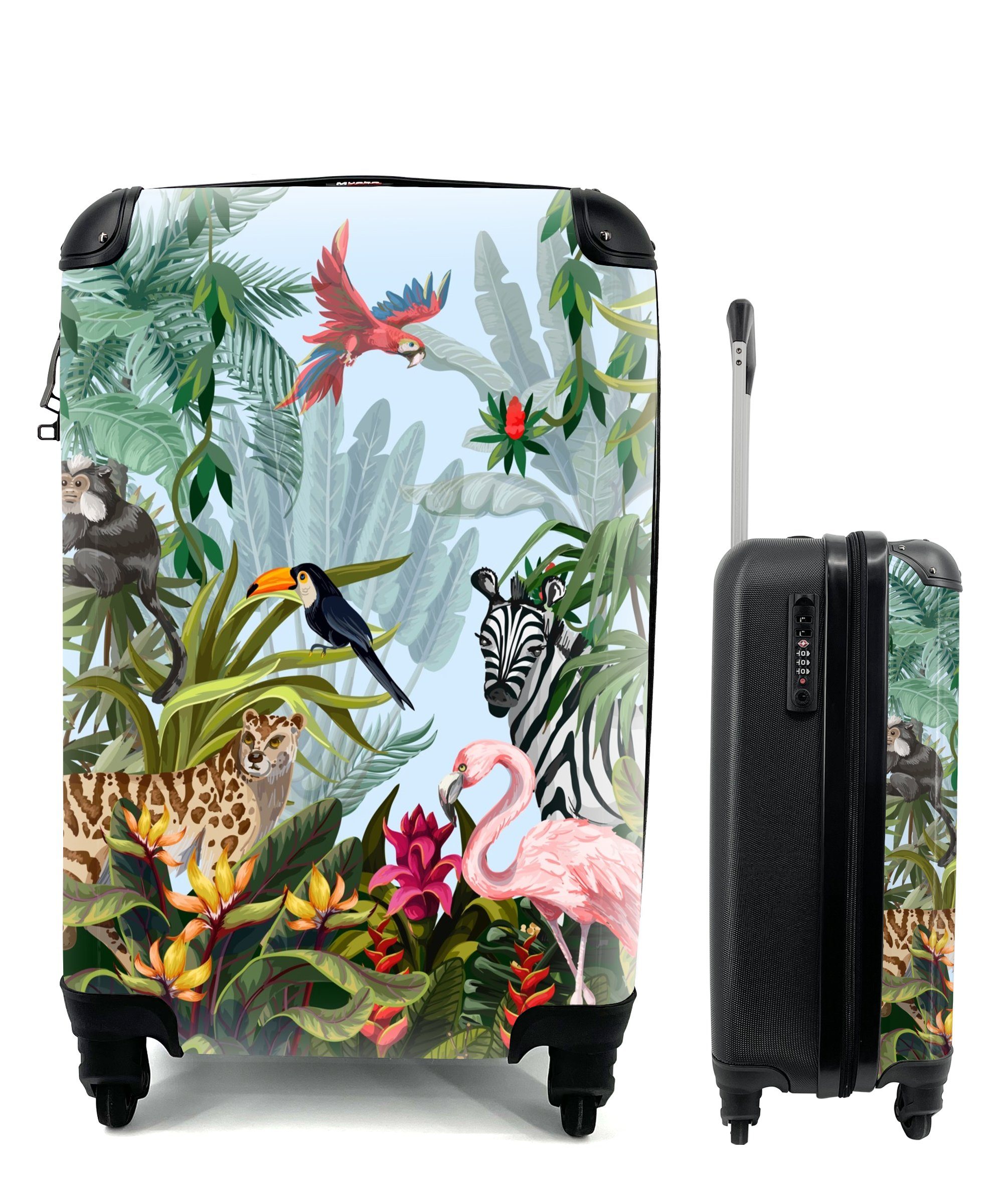 Handgepäckkoffer Dschungel - Natur - Jungen - Mädchen - Kinder - Zebra - Flamingo