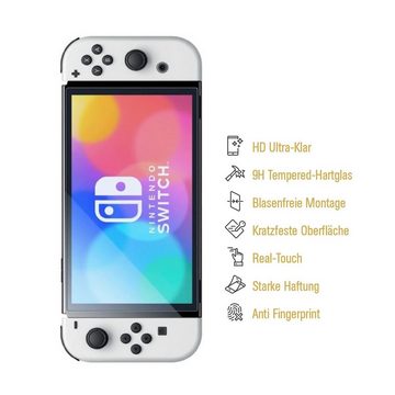 Protectorking Schutzfolie 1x 9H Panzerglas für Nintendo Switch Oled Displayschutz Schutzglas, (1-Stück), klar