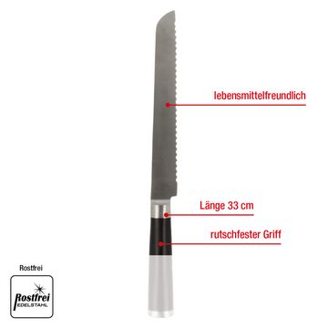 EUROHOME Brotmesser Scharfes Messer mit rutschfestem Kunststoffgriff - Rostfrei Edelstahl, Brotmesser mit Wellenschliff - Küchenmesser