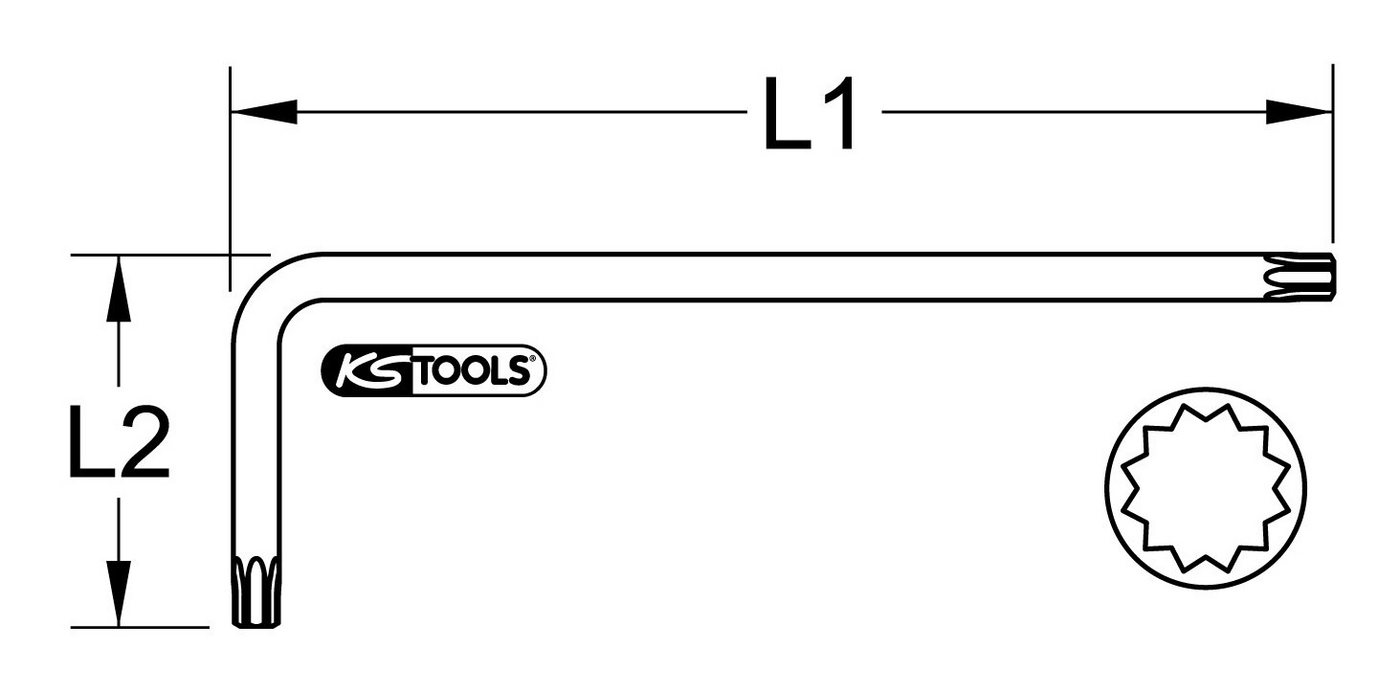 Thumbnail - KS Tools Stiftschlüssel, Vielzahn (XZN) -Winkelstiftschlüssel, XL, M10