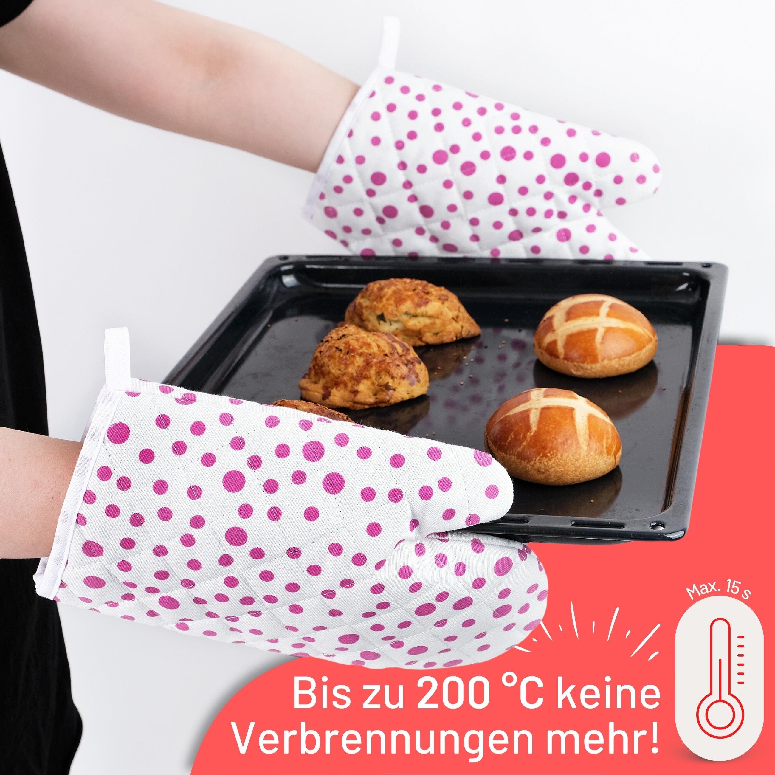 Silikon Pures ohne Baumwollgefühl, Ofenhandschuhe Rosa 2er Weihnachten Topfhandschuhe Hitzebeständig, Set Parpalinam