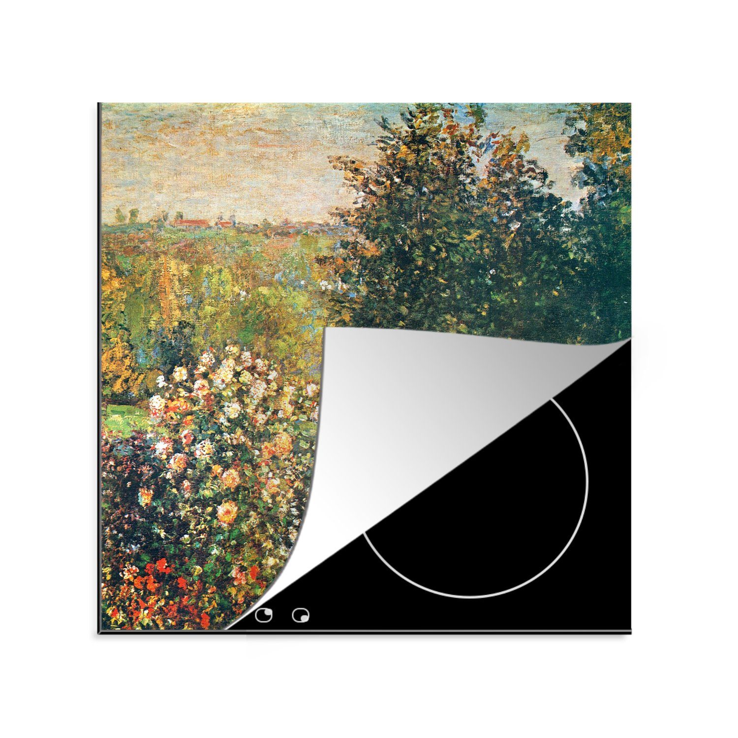 MuchoWow Herdblende-/Abdeckplatte Rosen im Garten der Hoshede in Montregon - Claude Monet, Vinyl, (1 tlg), 78x78 cm, Ceranfeldabdeckung, Arbeitsplatte für küche