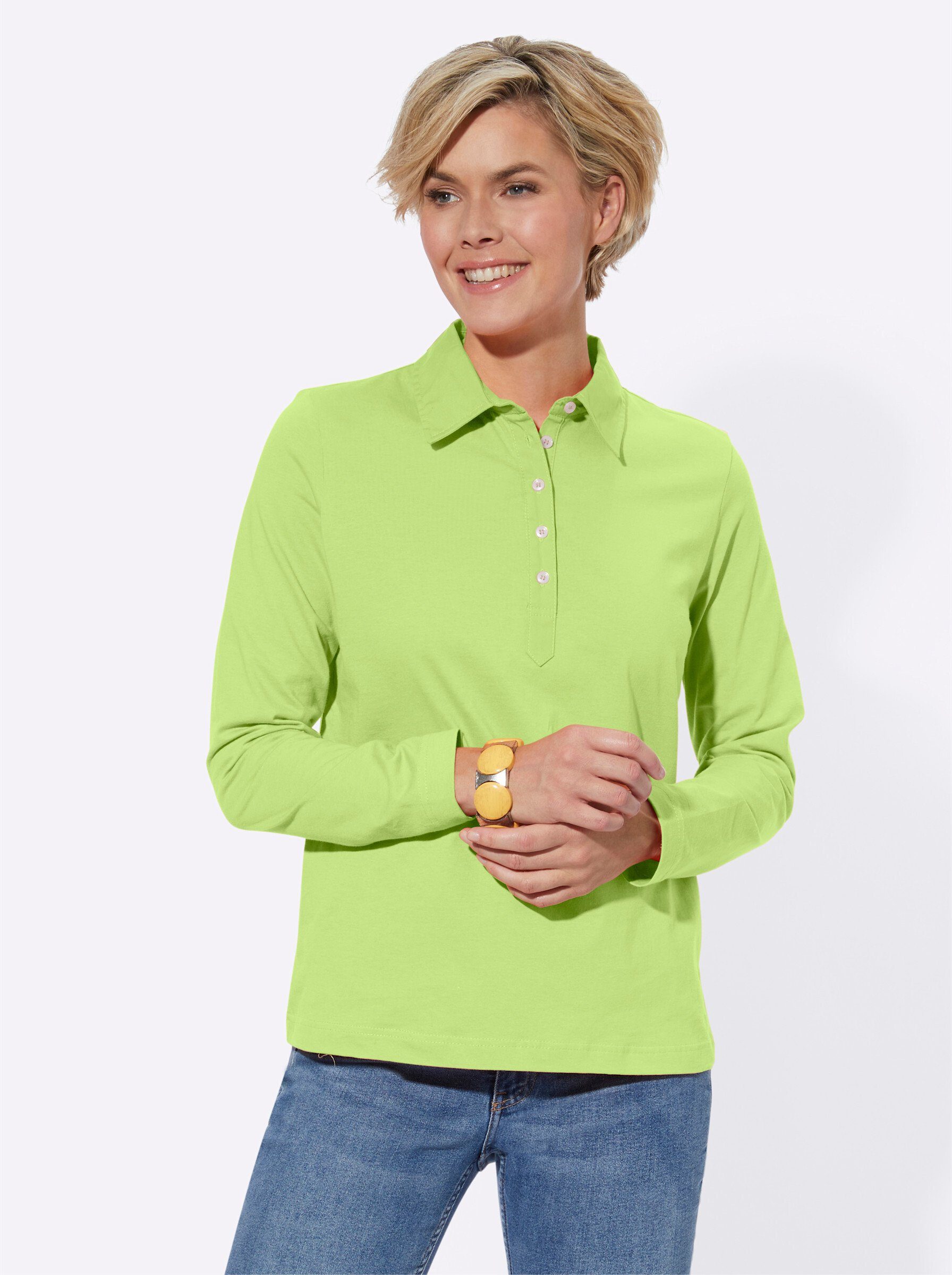 Casual Looks Langarm-Poloshirt "Poloshirt" 1 Stk. tlg. günstig online kaufen