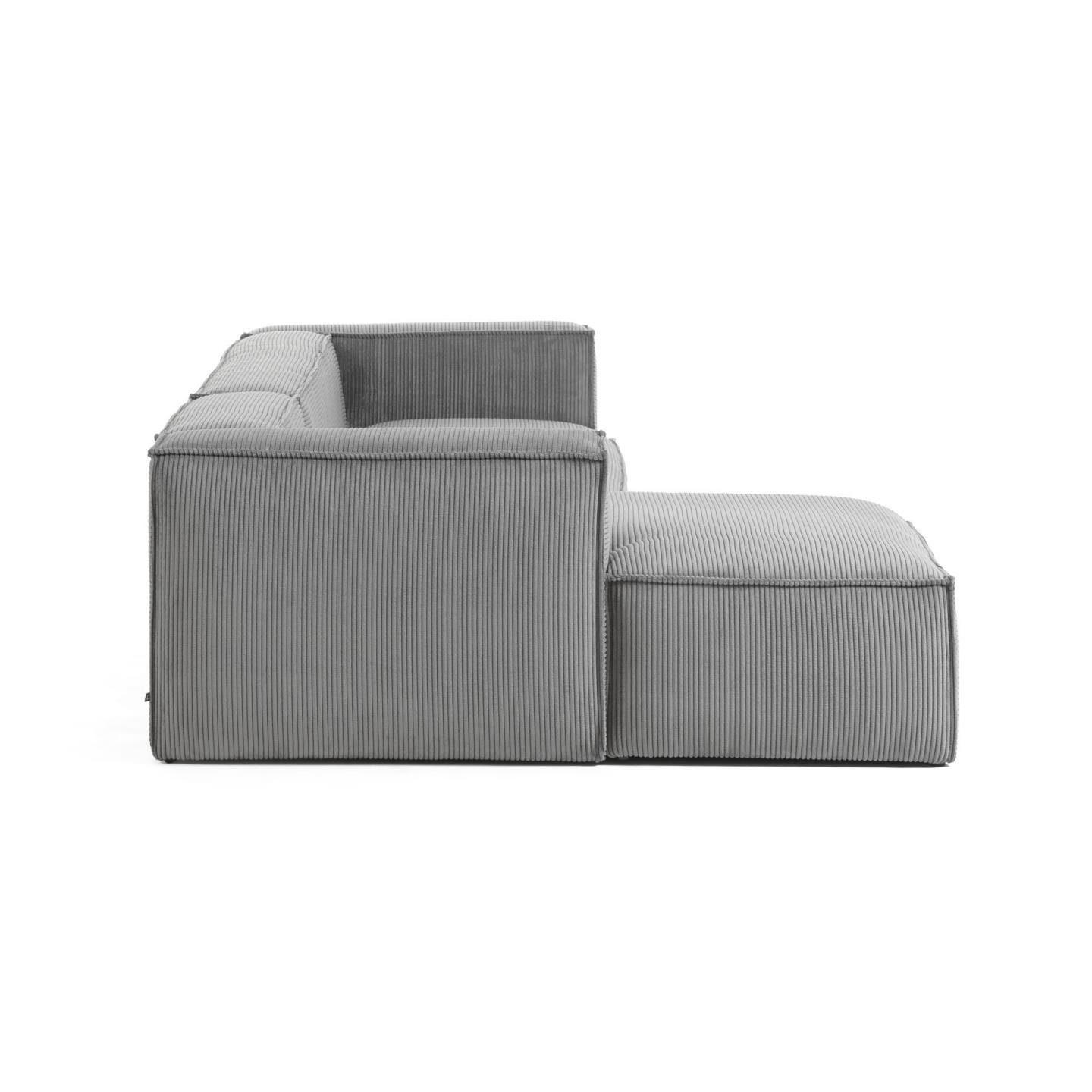Natur24 Sofa Sofa Blok 3-Sitzer Longchair 330cm Couch mit grau links Kord