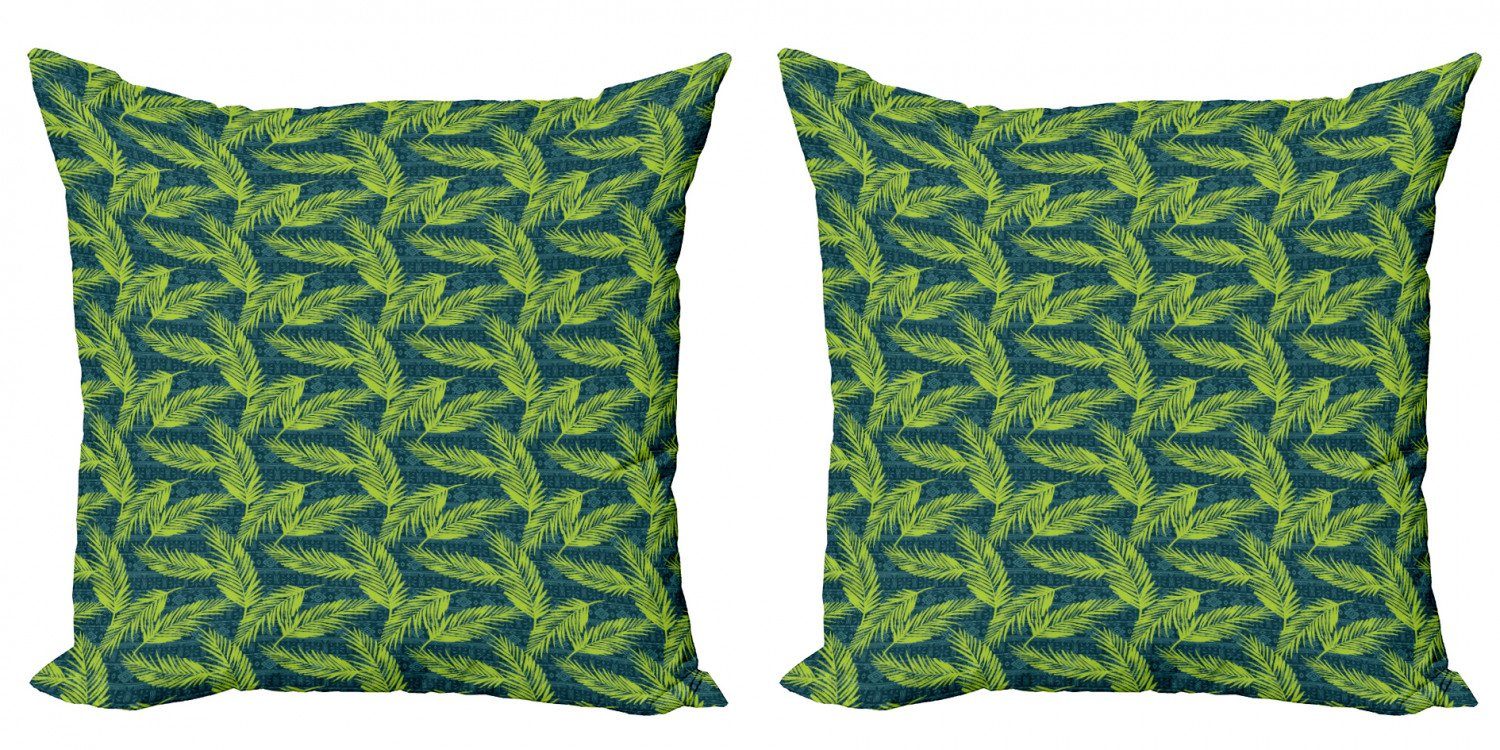 (2 Kissenbezüge Abakuhaus Digitaldruck, Accent Hintergrund auf Palmen Stück), Doppelseitiger Aztec Modern Blätter