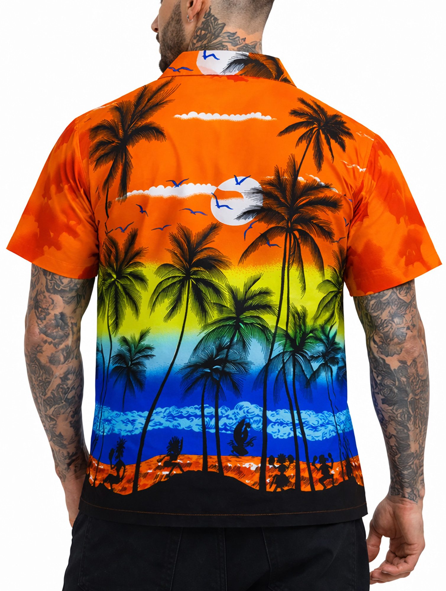 King Kameha Hawaiihemd "Beach" Funky Hawaii-Hemd Herren Kurzarm Front-Tasche Stylish – Bild 4 von 5