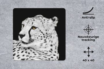MuchoWow Gaming Mauspad Leopard - Weiß - Schwarz (1-St), Mousepad mit Rutschfester Unterseite, Gaming, 40x40 cm, XXL, Großes