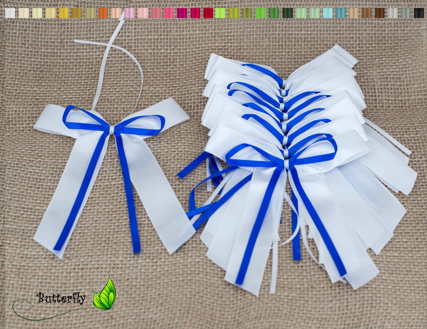 Creativery Geschenkband, Autoschleifen Hochzeit 11x16cm 10 Stück Blau