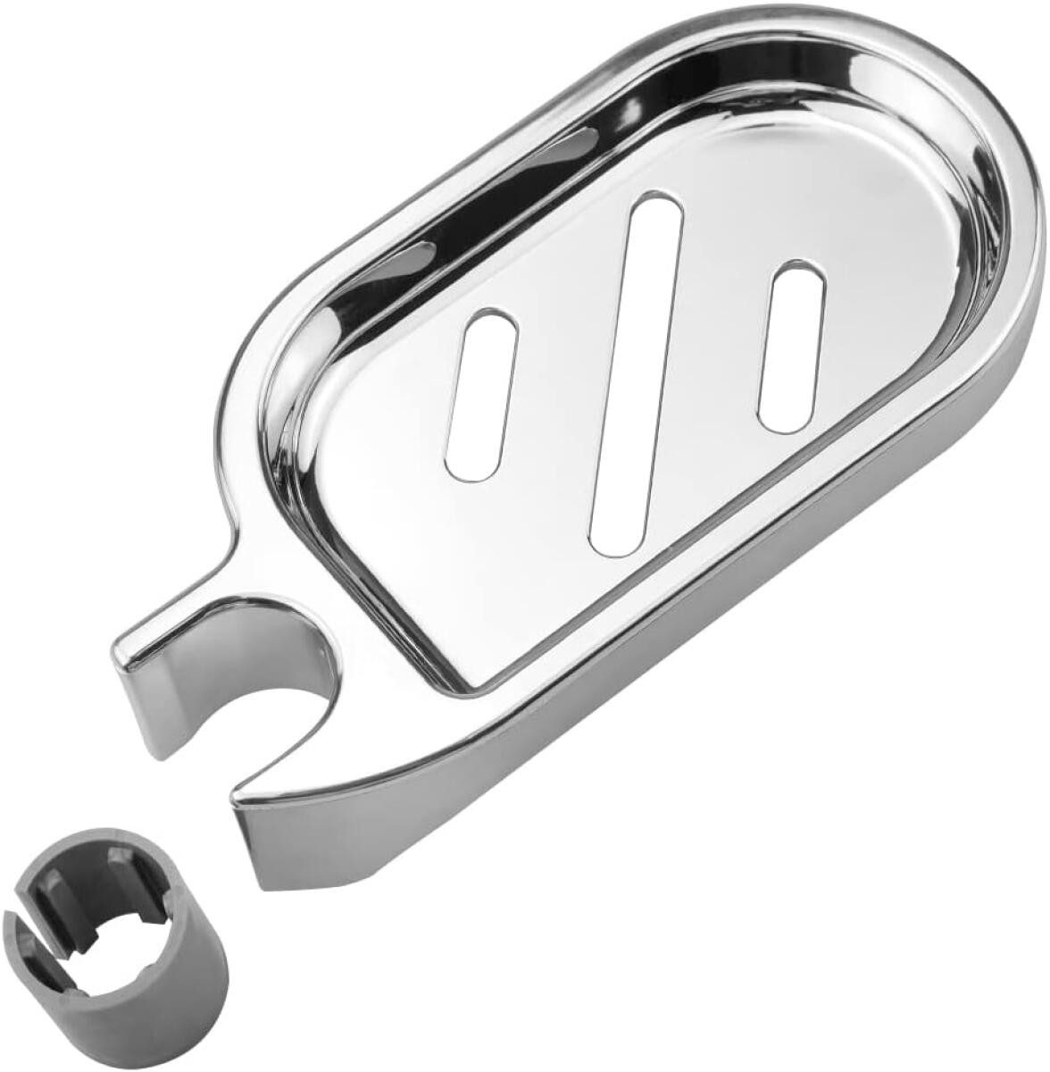 FELIXLEO Hutablage Soap Holder für Duschstange verstellbar ABS Chrome 22mm Rohrhalter