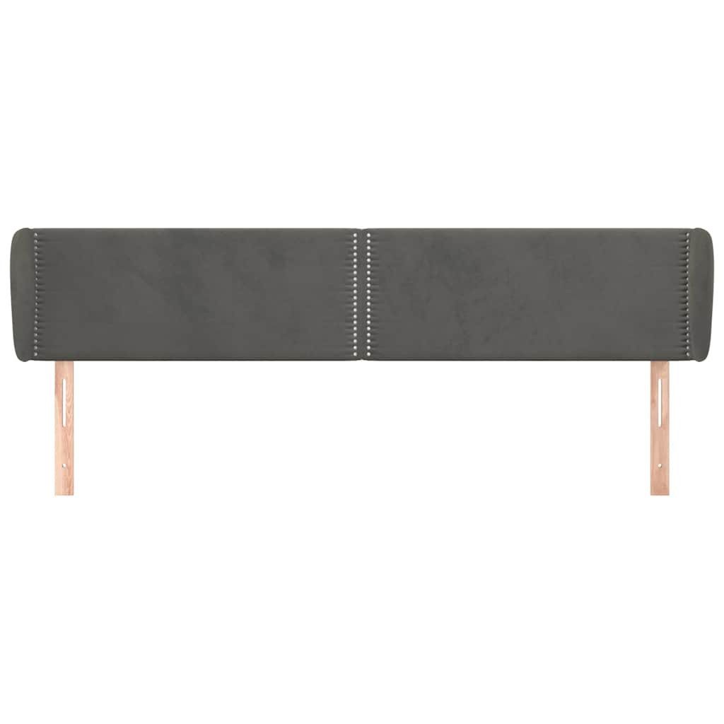vidaXL Bett Kopfteil mit Ohren Dunkelgrau 183x23x78/88 cm Samt (1-tlg)