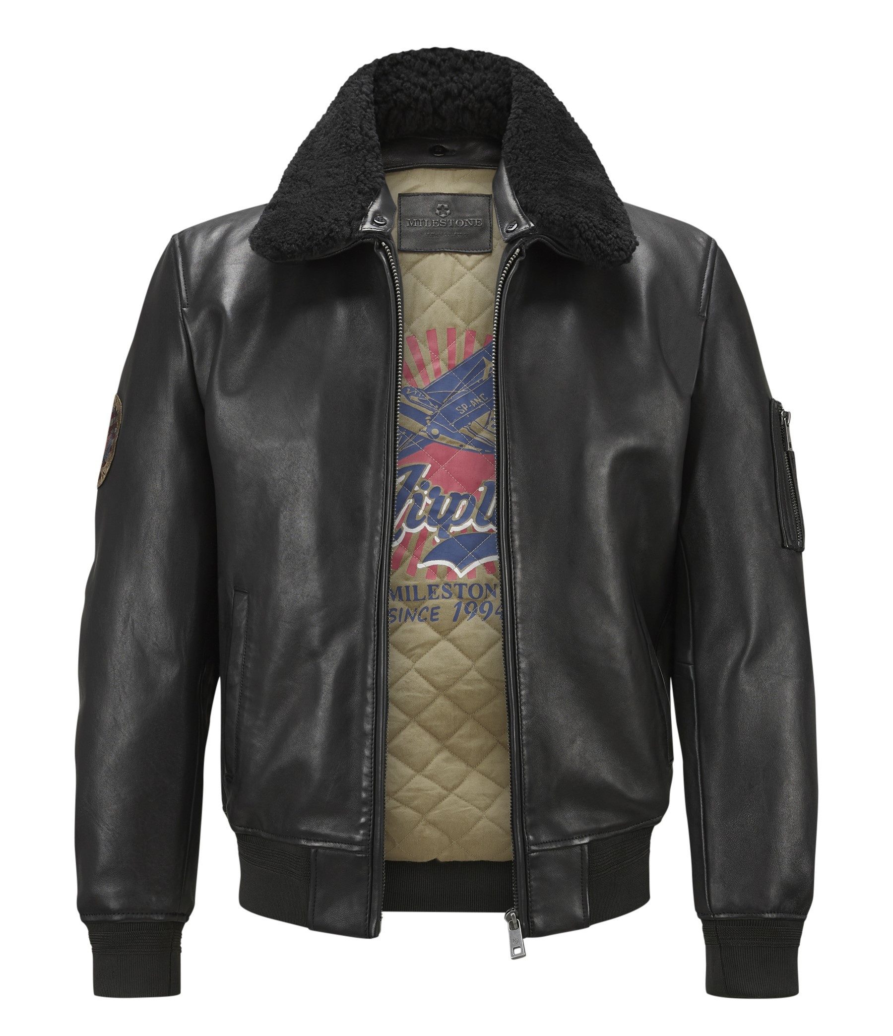 Milestone Lederjacke MSTom Pilotenjacke aus Lammleder mit abnehmbarem Fellk günstig online kaufen
