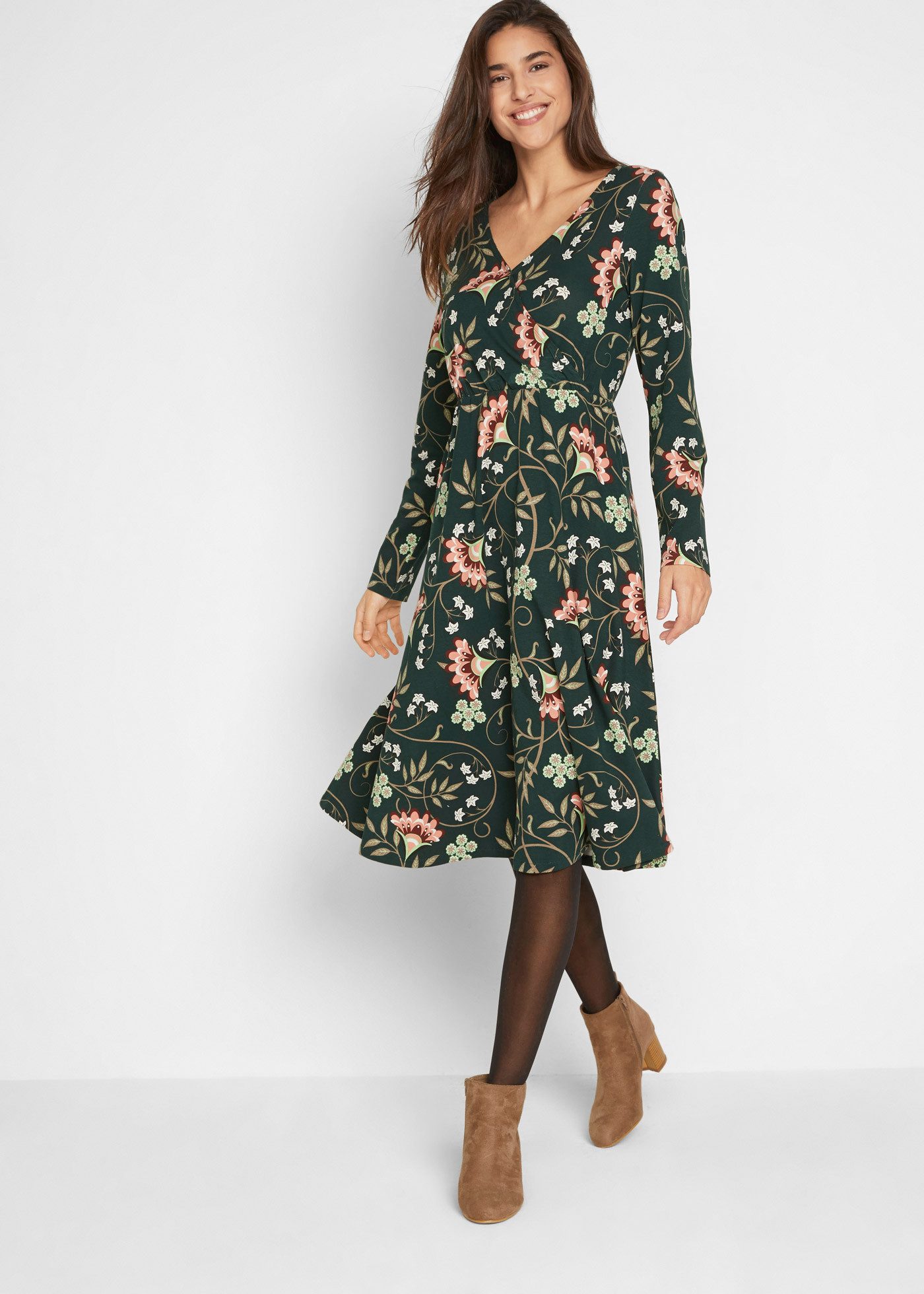 bonprix Jerseykleid Baumwoll-Jerseykleid in Wickeloptik